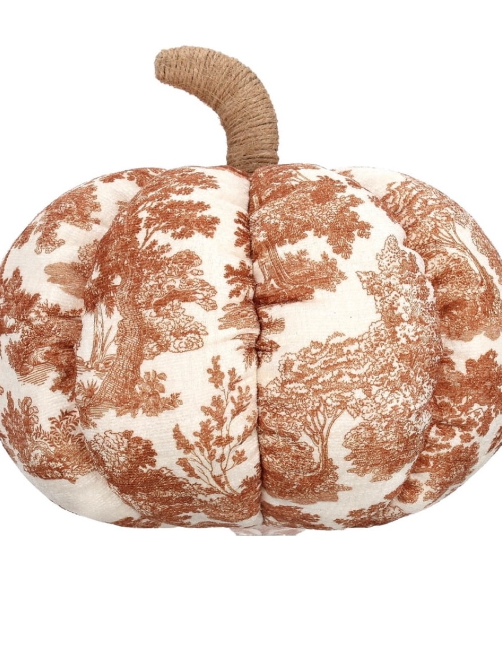 My Texas House Fall Forest Toile Pumpkin Decorative Pillow, Rust and Cream, 6"